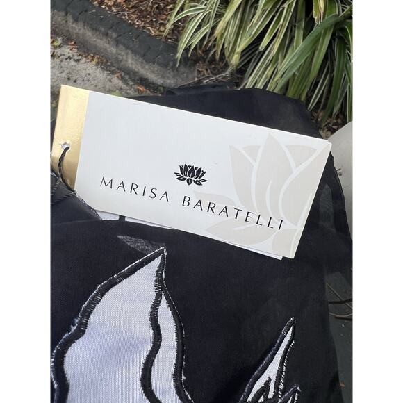 Marisa Baratelli Sheer Blouse Black White Flower Bow Size 8 NEW - Picture 4 of 5